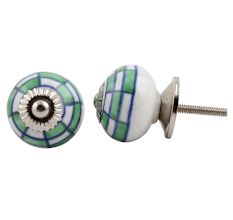 Green Check Ceramic Knob