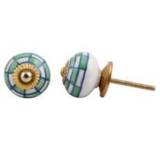 Green Check Ceramic Knob