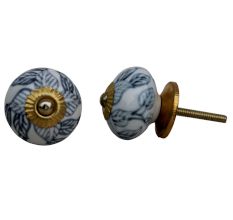 Grey Leaf Ceramic Knob