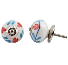 Red Floral Ceramic Knob
