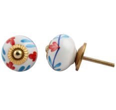 Red Floral Ceramic Knob