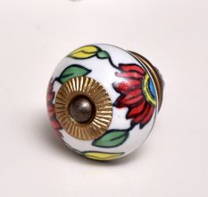 Red Flower Ceramic Knob