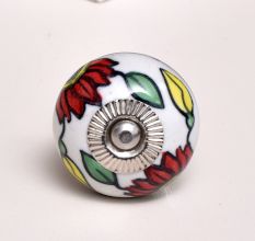 Red Flower Ceramic Knob