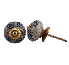 Blue Decorative Crackle Ceramic Dresser Knob