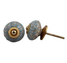 Turquoise Wheel Crackle Ceramic Cabinet Knob