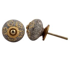 Light Yellow Floral Crackle Cabinet Ceramic Knob