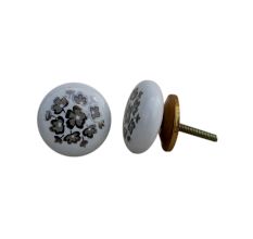Silver Flower Flat Knob