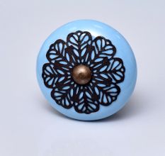 Turquoise Strewn Flat Knob
