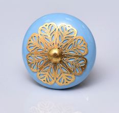 Turquoise Strewn Flat Knob