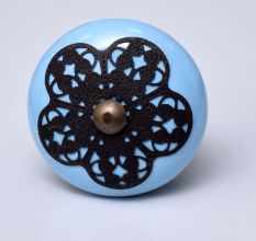 Turquoise Strewn Flat Knob
