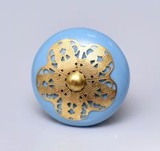 Turquoise Strewn Flat Knob
