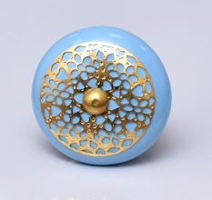 Turquoise Strewn Flat Knob