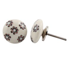 Grey Embossing Flower Knob