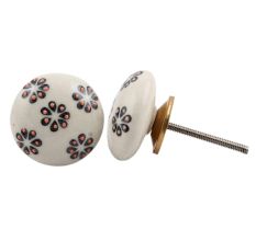 Grey Embossing Flower Knob