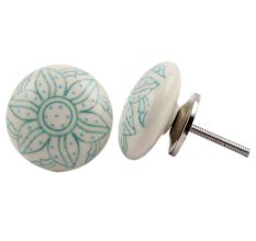 Green Embossing Flower Knob