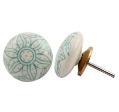 Green Embossing Flower Knob