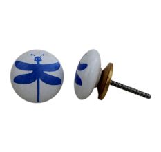 White Blue Butterfly Kids Knob