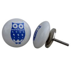 Blue Owl Flat Kids Ceramic Knob