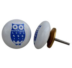 Blue Owl Flat Kids Ceramic Knob