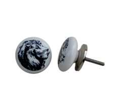 White Lion Face Flat Knob