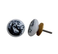 White Lion Face Flat Knob