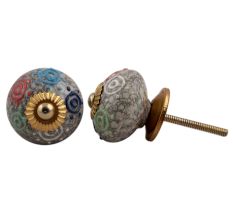 Mixed Circular Crackle Ceramic Wardrobe Knob