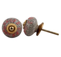 Pink Floral Crackle Ceramic Cabinet Knob