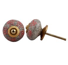 Pink Round Crackle Ceramic Cabinet Knob