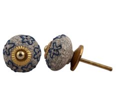 Slate Blue Crackle Cabinet Ceramic Knob