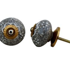 White Flower Crackle Cabinet Ceramic Knob