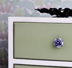 Blue Black Rose Flat Knob