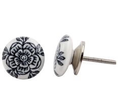 Grey Black Rose Flat Knob