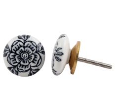 Grey Black Rose Flat Knob