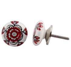 Red Black Rose Flat Knob