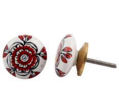 Red Black Rose Flat Knob