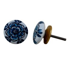 Turquoise Black Rose Flat Knob