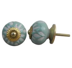 Sage Green Etched Ceramic Knob-36