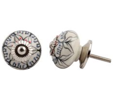 Black Floral Ceramic Knob