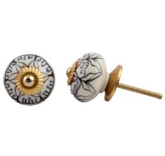 Black Floral Ceramic Knob