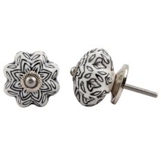 Black Floral Melon Ceramic Knob