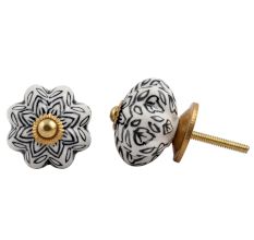 Black Floral Melon Ceramic Knob