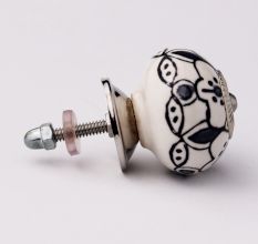 Black Grey Floral Ceramic Knob