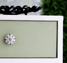 Black Grey Floral Ceramic Knob