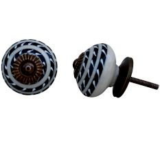 Black Striped Ceramic Knob