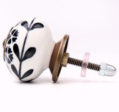 Black Tiny Flower Ceramic Knob