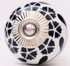 Black Tiny Flower Ceramic Knob