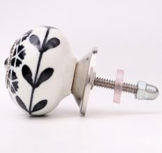 Black Tiny Flower Ceramic Knob