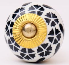 Black Tiny Flower Ceramic Knob