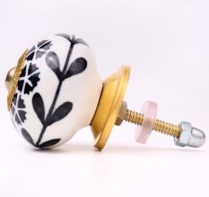 Black Tiny Flower Ceramic Knob