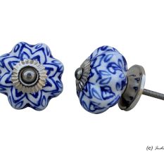 Blue Floral Melon Ceramic Knob